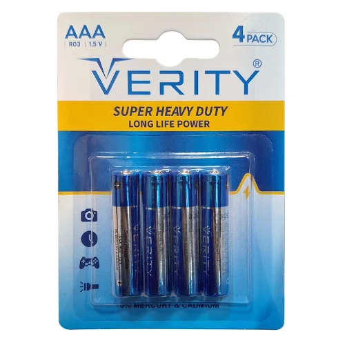 باتری نیم قلمی معمولی کارتی وریتی بسته ۴ عددی