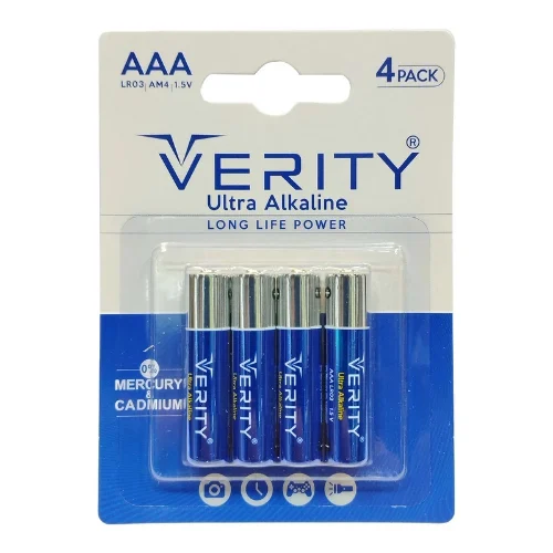 باتری نیم قلمی وریتی مدل اولترا آلکالاین بسته ۴ عددی
