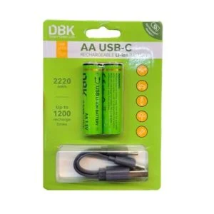 باتری قلمی شارژی لیتیومی 1.5 ولت دی بی کی بسته دو عددی